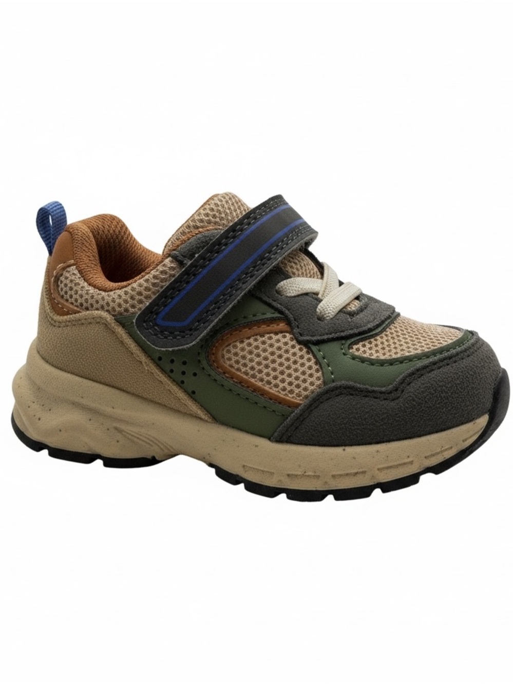 wonder nation Tan, Green & Gray Kids Hook-and-Loop Sneaker